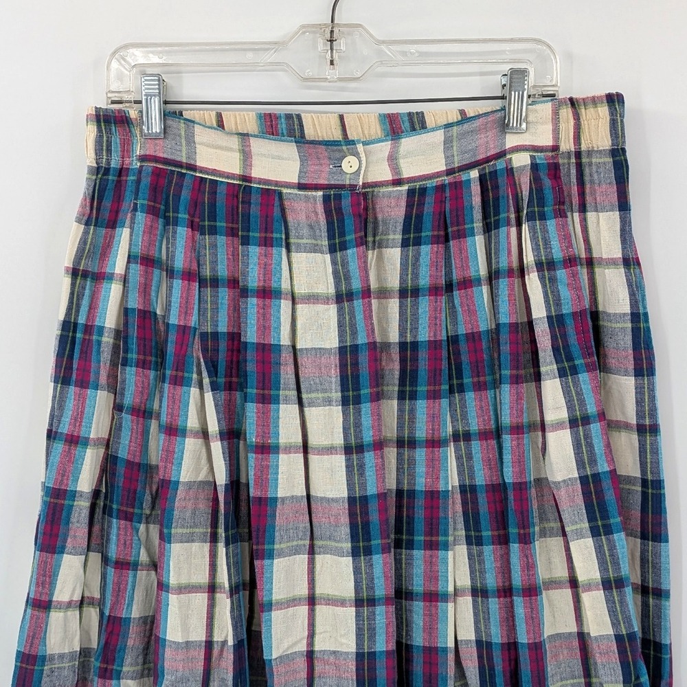 Natural Expressions VTG Plaid MidiSkirt '80s Preppy Academia Cottagecore Prairie - Picture 2 of 8